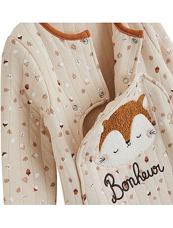 Pyjama bébé matelassé ouverture pont caramel