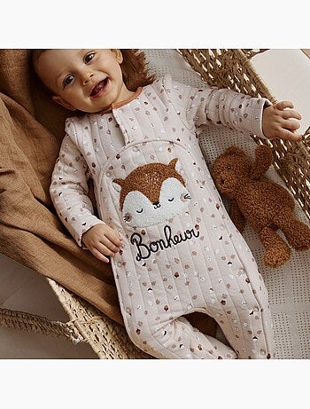 Pyjama bébé matelassé ouverture pont caramel