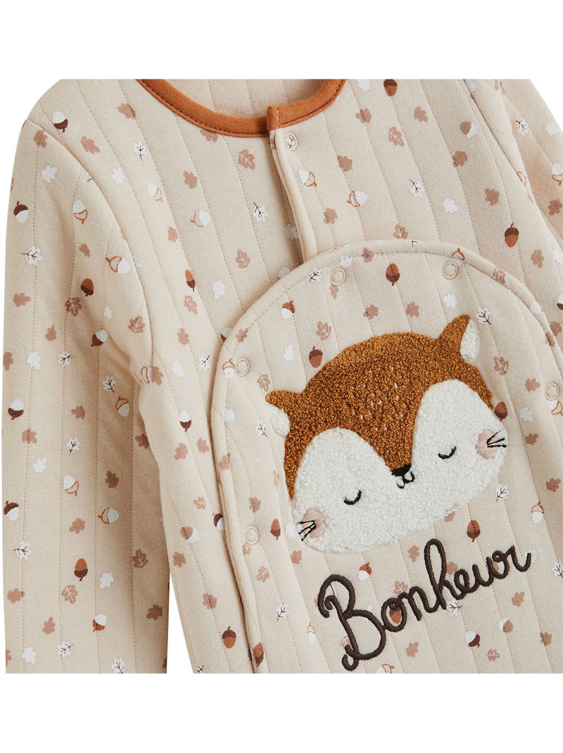 Pyjama bébé matelassé ouverture pont caramel Ecru - Kiabi