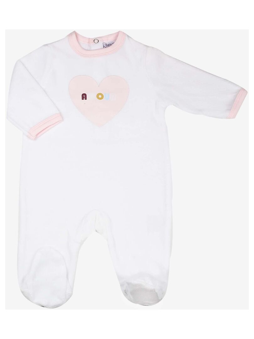 Pyjama bébé modèle Coeur Blanc - Kiabi