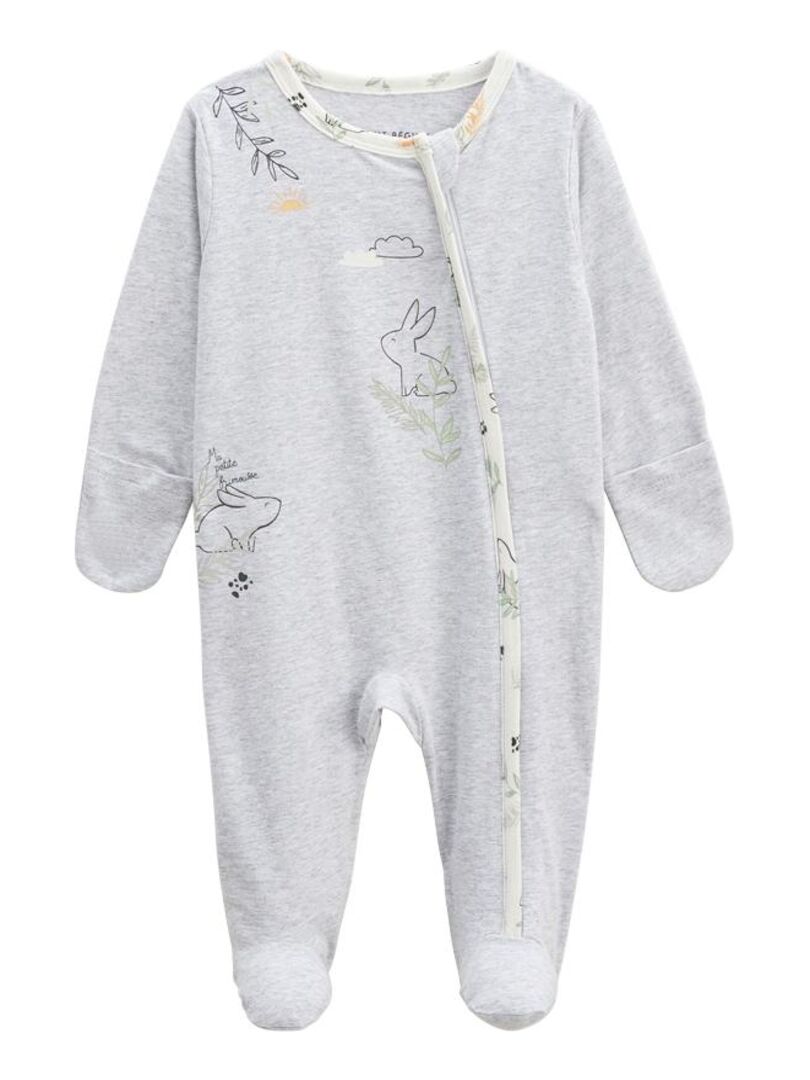 Pyjama bébé ouverture zippée Frimousse Gris Gris - Kiabi