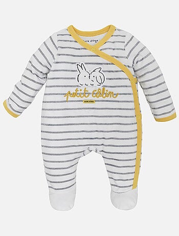 PYJAMA BEBE RAYE GRIS/ECRU