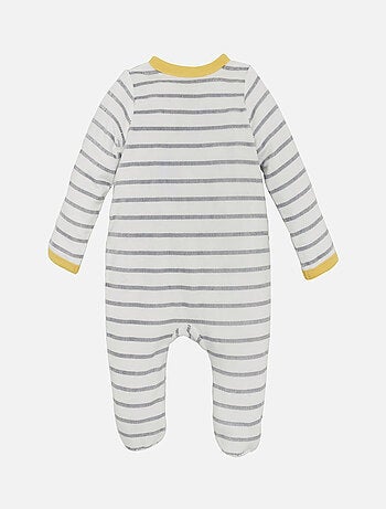 PYJAMA BEBE RAYE GRIS/ECRU