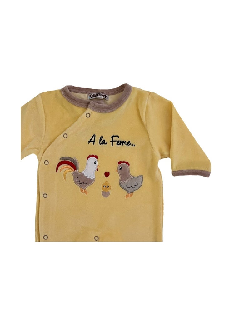 Pyjama bébé velours A La FERME Les Chatounets Jaune - Kiabi