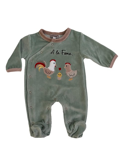 Pyjama bébé velours A La FERME Les Chatounets - Kiabi