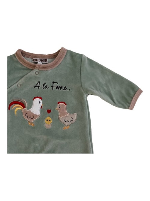 Pyjama bébé velours A La FERME Les Chatounets - Kiabi