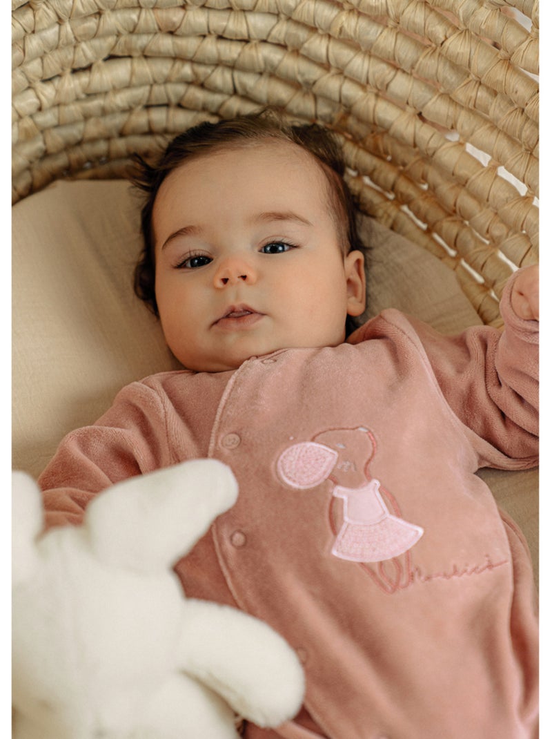 Pyjama bébé, velours brodé Noukie's Rose - Kiabi