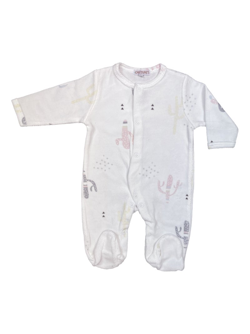 Pyjama bébé velours Cactus Les Chatounets Blanc - Kiabi