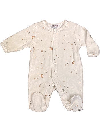 Pyjama bébé velours Lune et Etoiles Les Chatounets