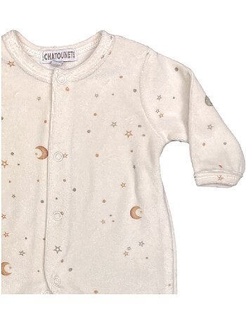 Pyjama bébé velours Lune et Etoiles Les Chatounets