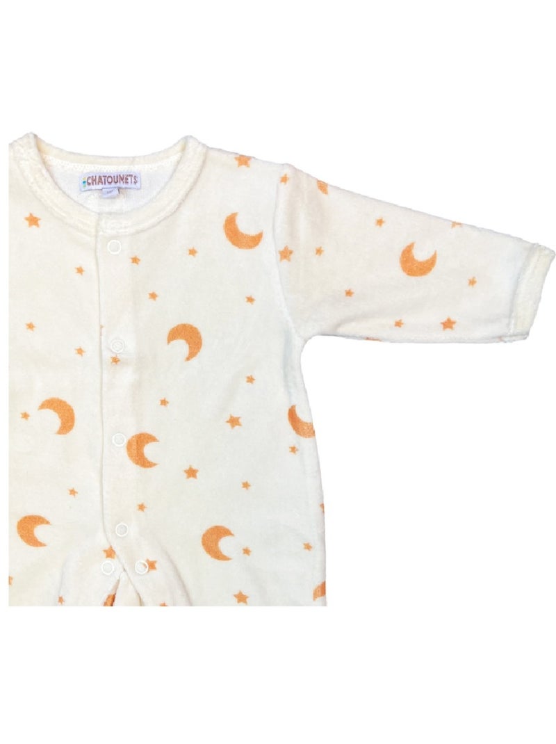 Pyjama bébé velours Moon Les Chatounets Ecru - Kiabi