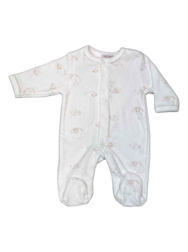 Pyjama bébé velours Moutons Les Chatounets Blanc - Kiabi