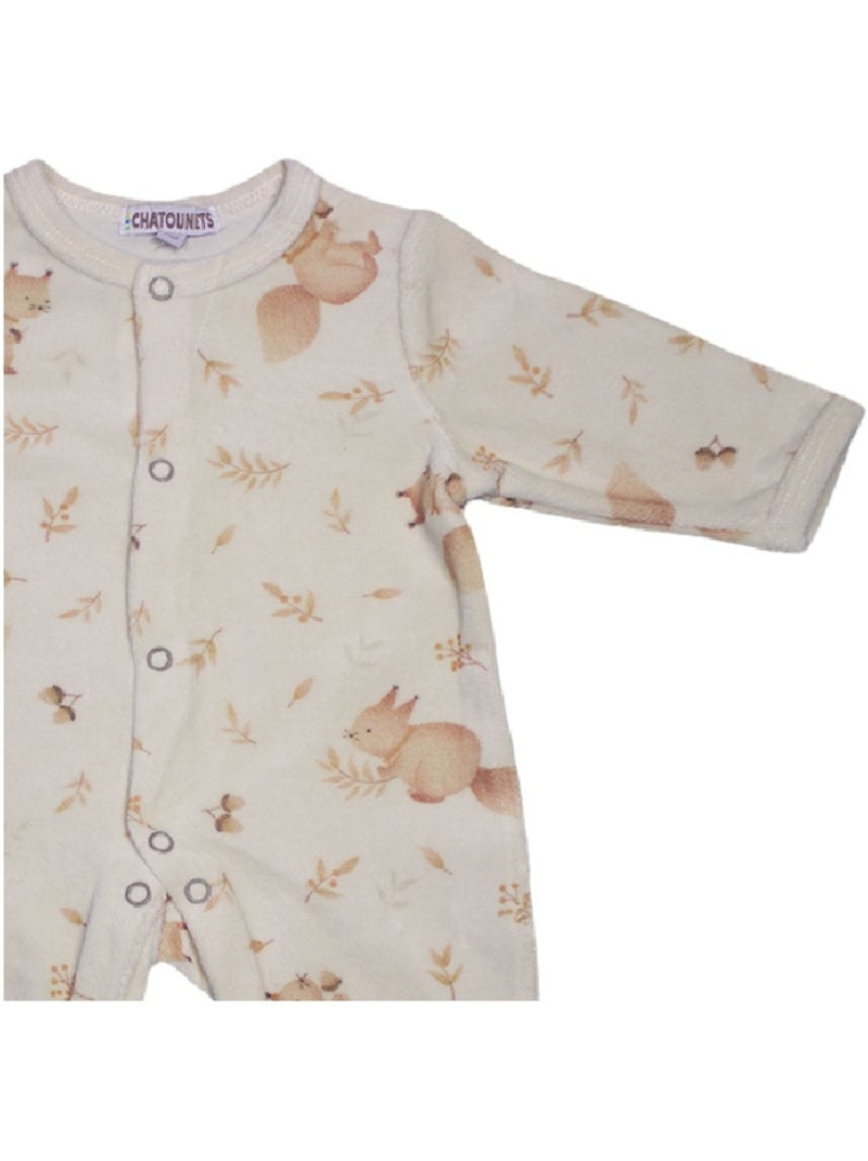 Pyjama bébé velours "Noix" Les Chatounets Beige - Kiabi