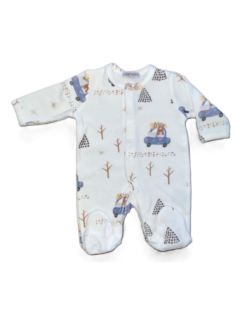 Pyjama bébé velours Ours Les Chatounets Blanc - Kiabi