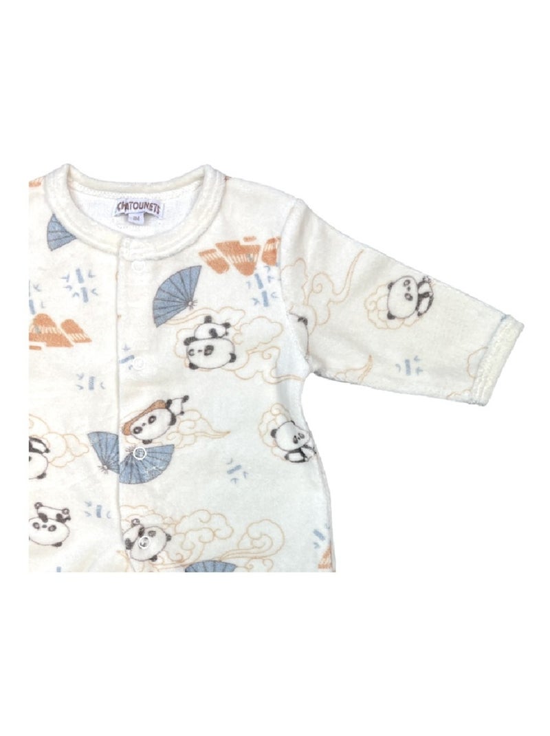 Pyjama bébé velours Panda de Chine Les Chatounets Blanc - Kiabi