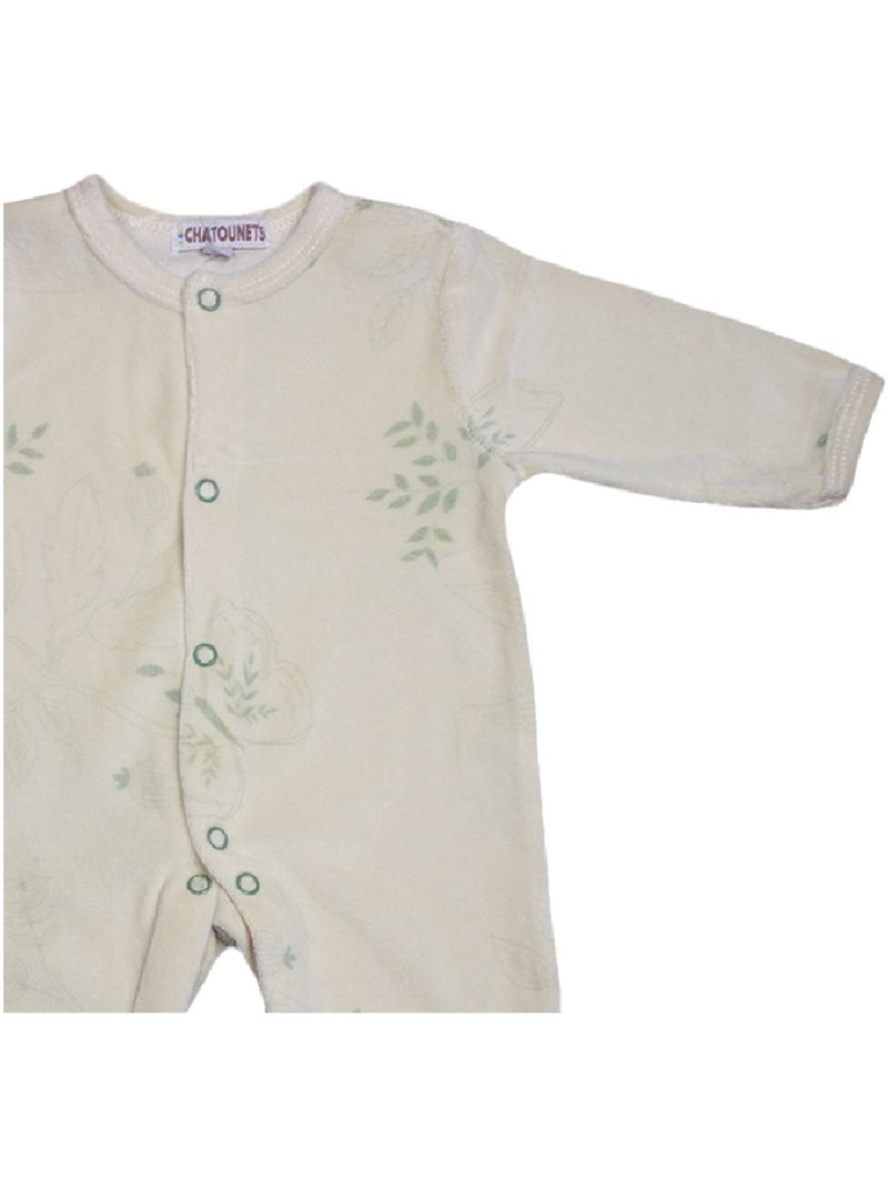 Pyjama bébé velours Papillon Les Chatounets Ecru - Kiabi