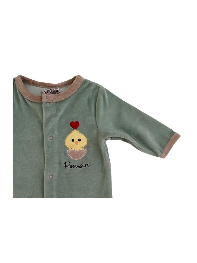 Pyjama bébé velours Poussin Les Chatounets Vert - Kiabi