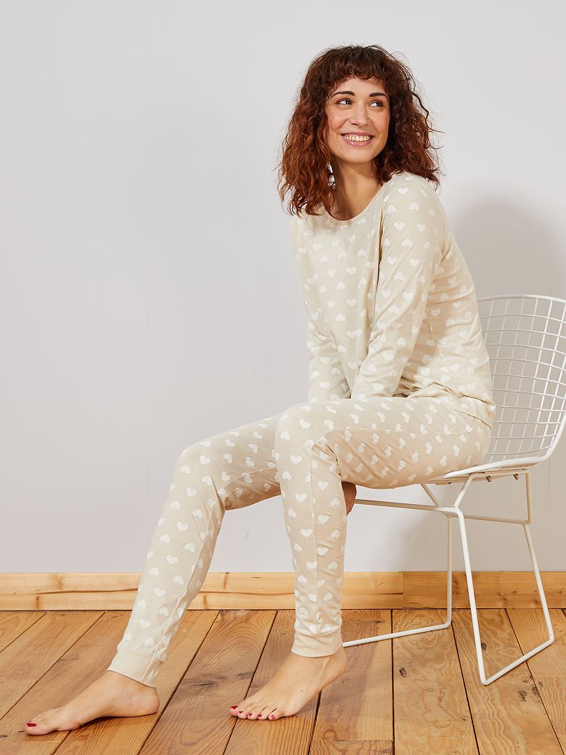 Pyjama beige coeur - Kiabi
