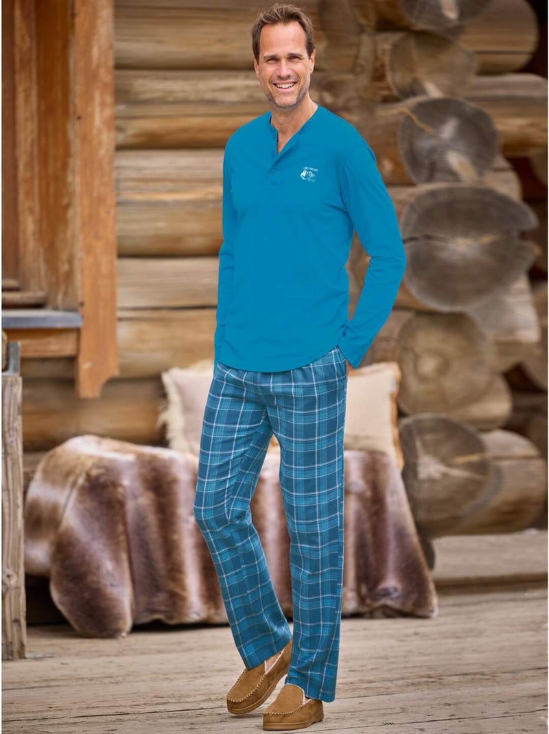 Pyjama Bi-Matière Confort   - ATLAS FOR MEN Bleu - Kiabi
