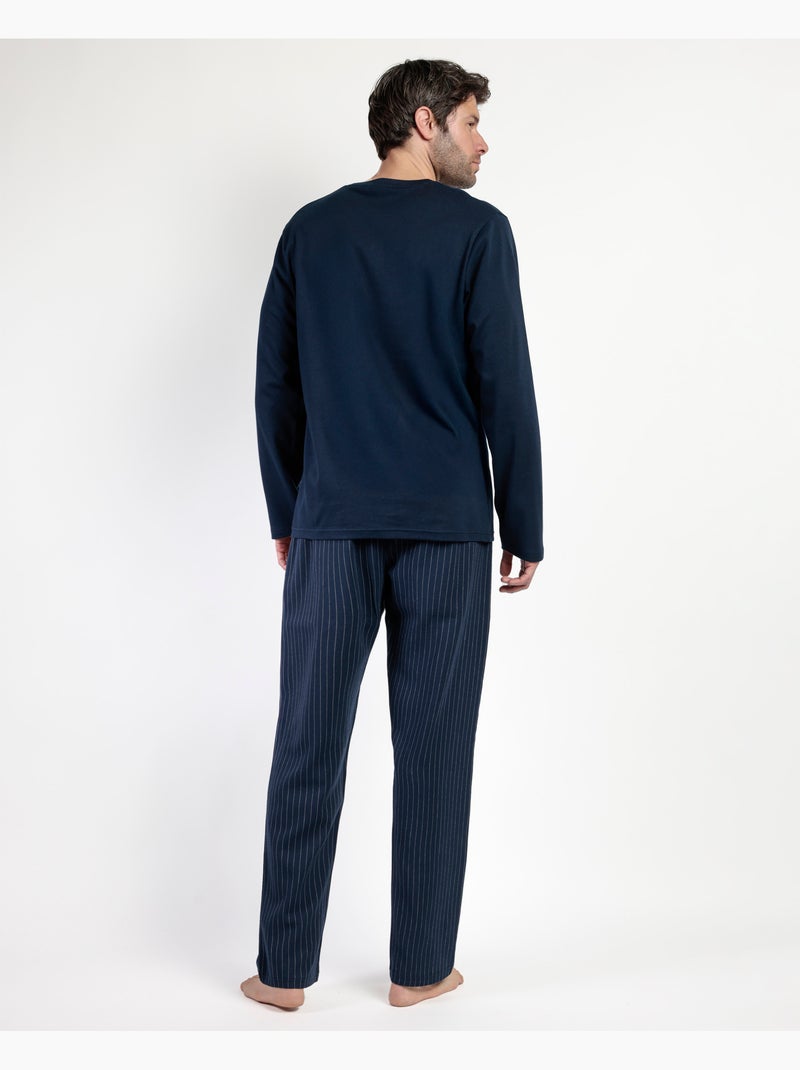 Pyjama boutonné à manches longues et rayures pour homme ANTONIO MIRO Bleu marine - Kiabi