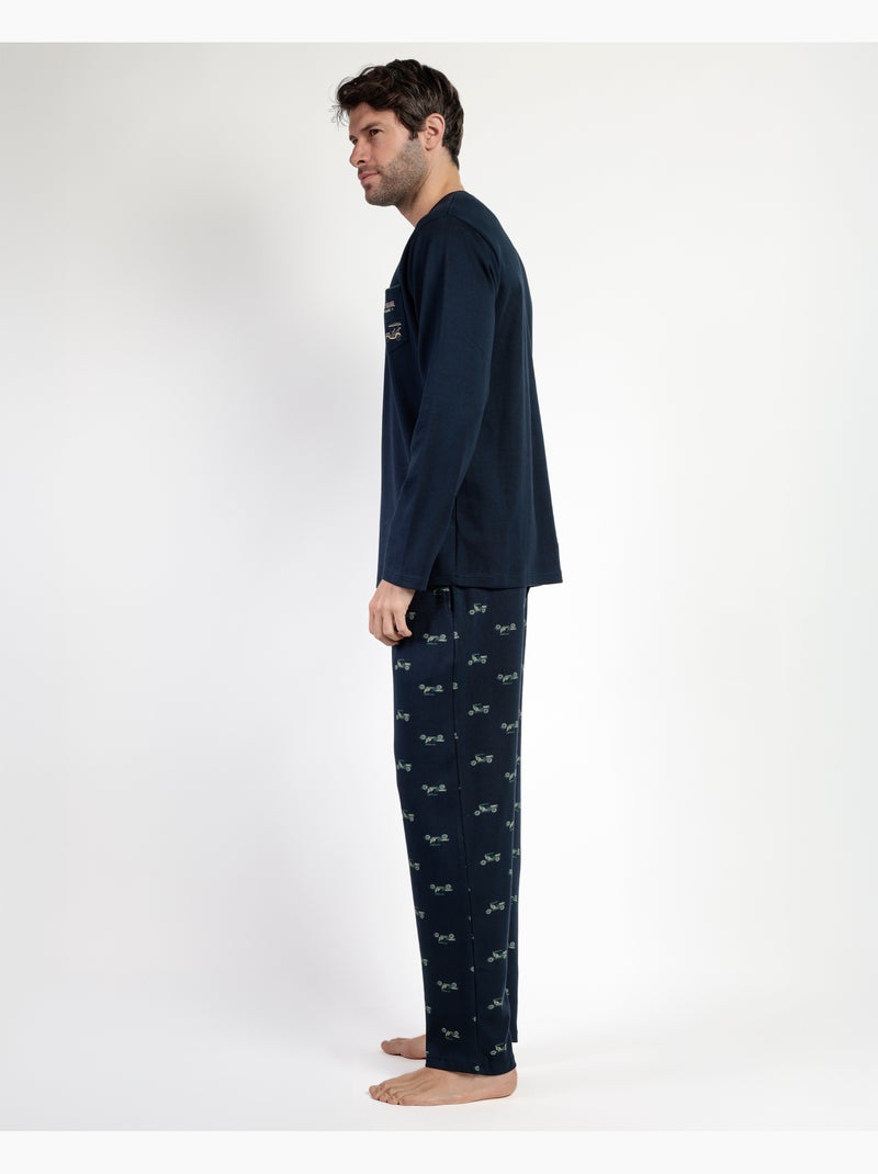 Pyjama boutonné à manches longues pour homme ADMAS, style old school Bleu marine - Kiabi