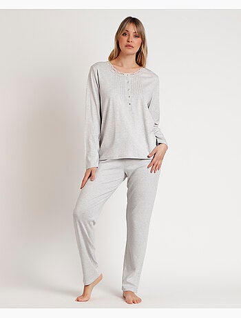 Pyjama boutonné classique à manches longues et doux pour femme ADMAS CLASSIC