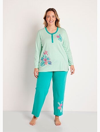 Pyjama boutonné coton motif exotique