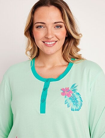 Pyjama boutonné coton motif exotique