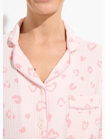Pyjama boutonné gaze de coton imprimée - Afibel