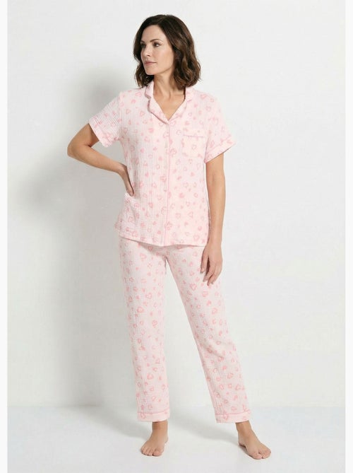 Pyjama boutonné gaze de coton imprimée - Afibel - Kiabi