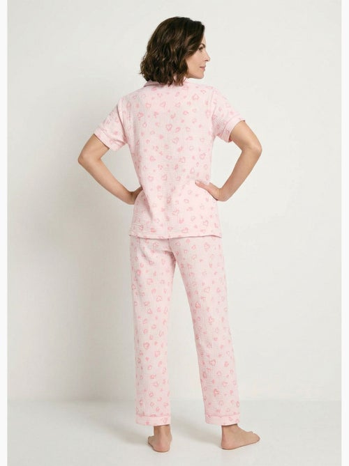 Pyjama boutonné gaze de coton imprimée - Afibel - Kiabi