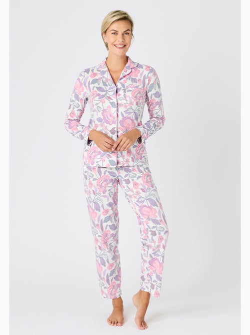 Pyjama boutonné maille jersey - Damart - Kiabi
