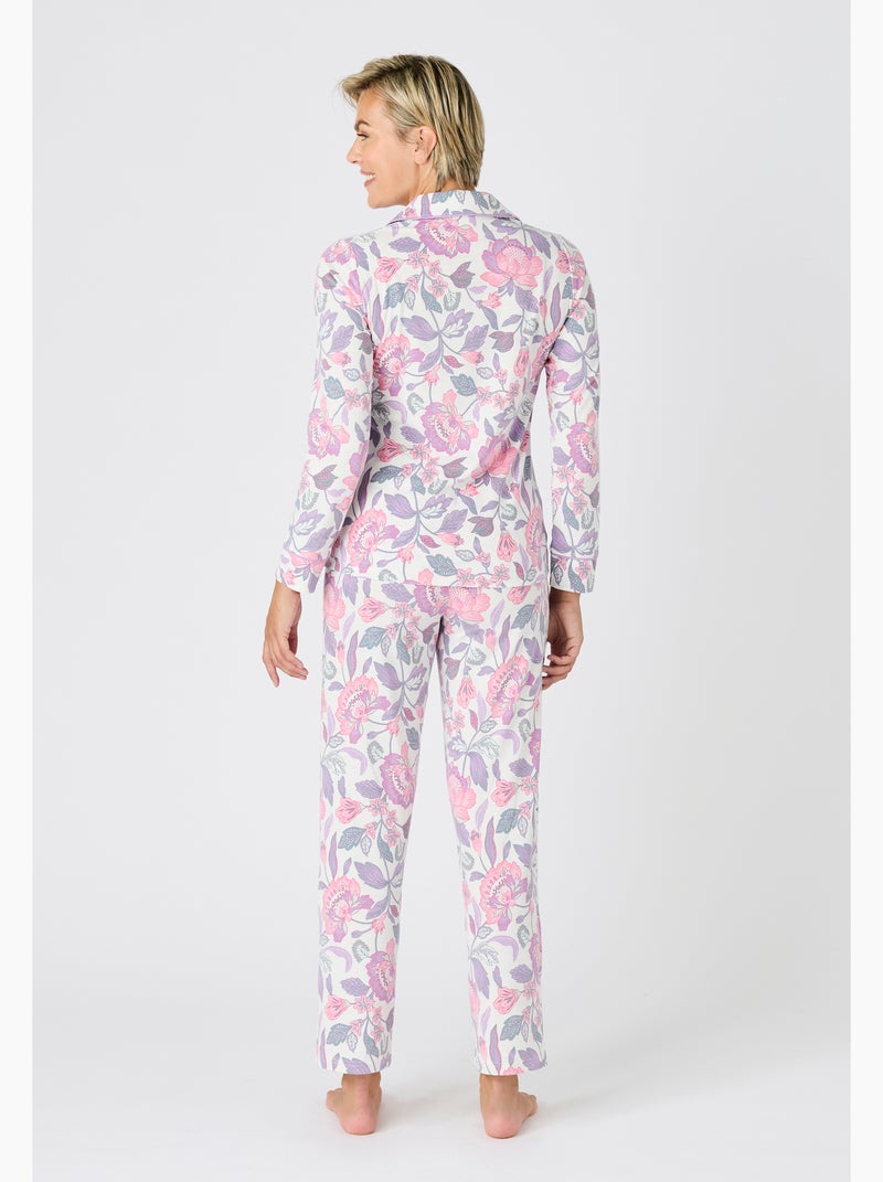 Pyjama boutonné maille jersey - Damart Rose - Kiabi