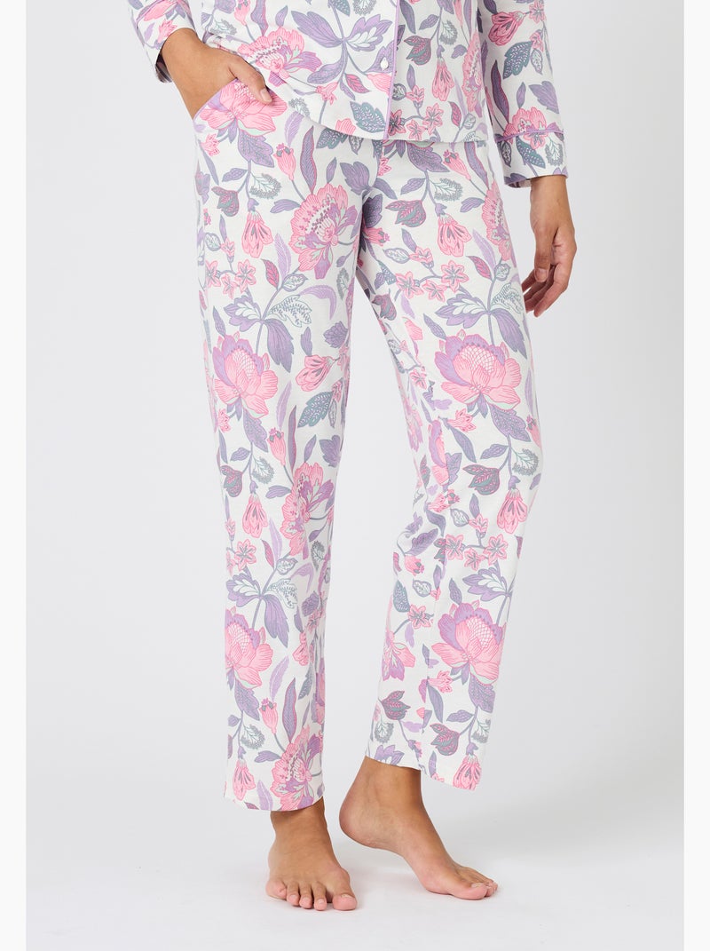 Pyjama boutonné maille jersey - Damart Rose - Kiabi