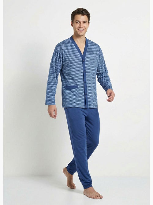 Pyjama boutonné manches longues coton - Kiabi