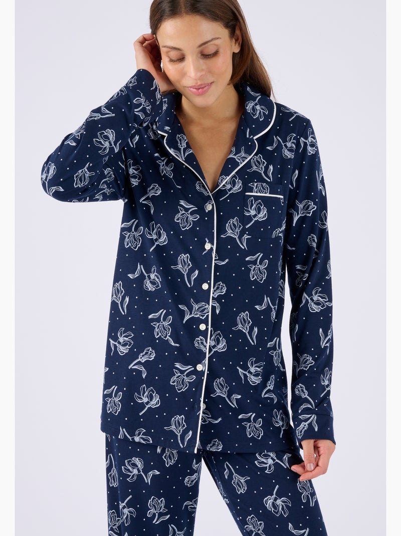 Pyjama boutonné Thermolactyl - Damart Bleu - Kiabi