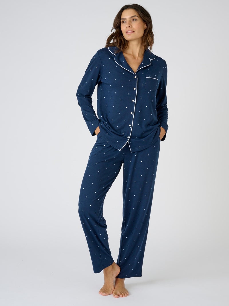 Pyjama boutonné Thermolactyl - Damart Bleu marine - Kiabi