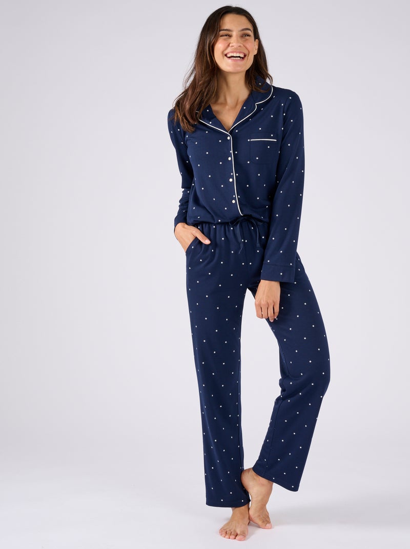 Pyjama boutonné Thermolactyl - Damart Bleu marine - Kiabi