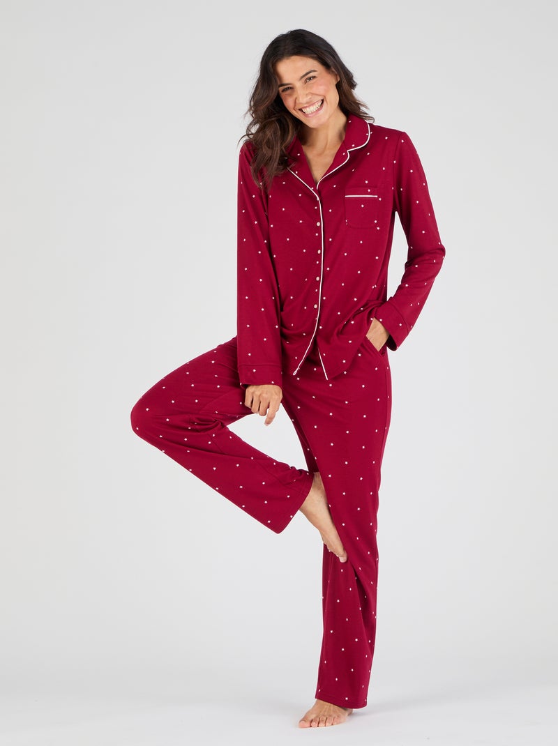 Pyjama boutonné Thermolactyl - Damart Rouge - Kiabi