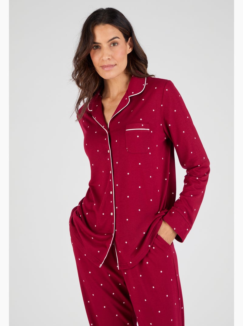 Pyjama boutonné Thermolactyl - Damart Rouge - Kiabi