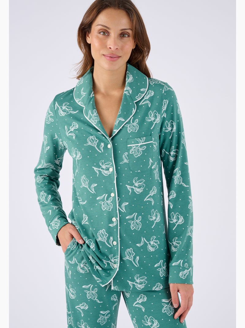 Pyjama boutonné Thermolactyl - Damart Vert - Kiabi