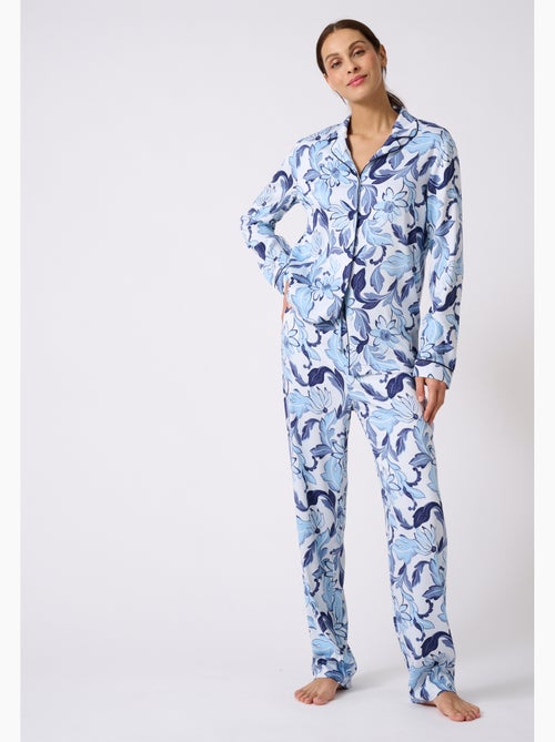 Pyjama boutonné tissu satiné - Damart - Kiabi Pyjama boutonné tissu satiné - Damart - Kiabi