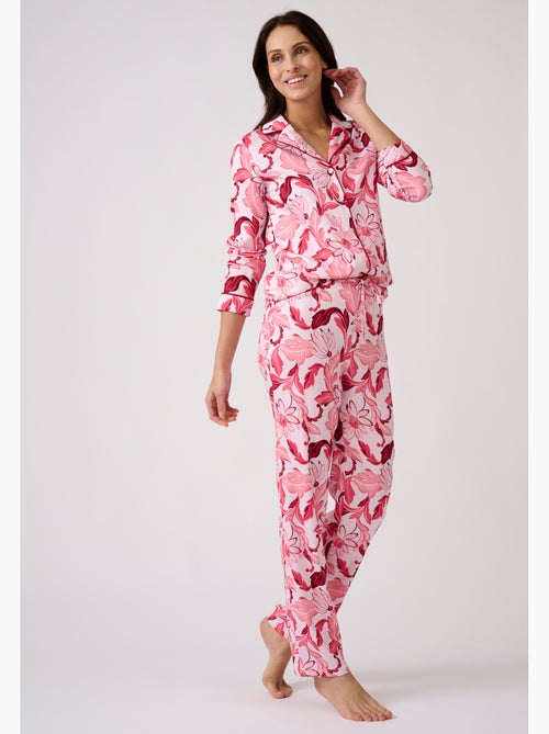 Pyjama boutonné tissu satiné - Damart - Kiabi