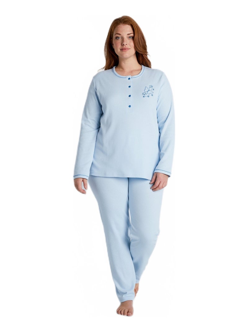 Pyjama brodé Bleu - Kiabi