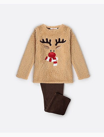 Pyjama chaud à manches longues ADMAS à motif rennes pour filles