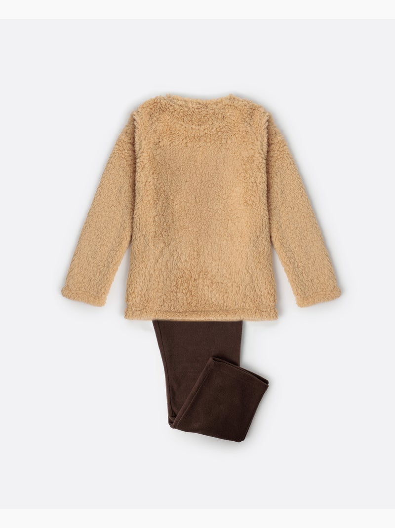 Pyjama chaud à manches longues ADMAS à motif rennes pour filles Camel - Kiabi
