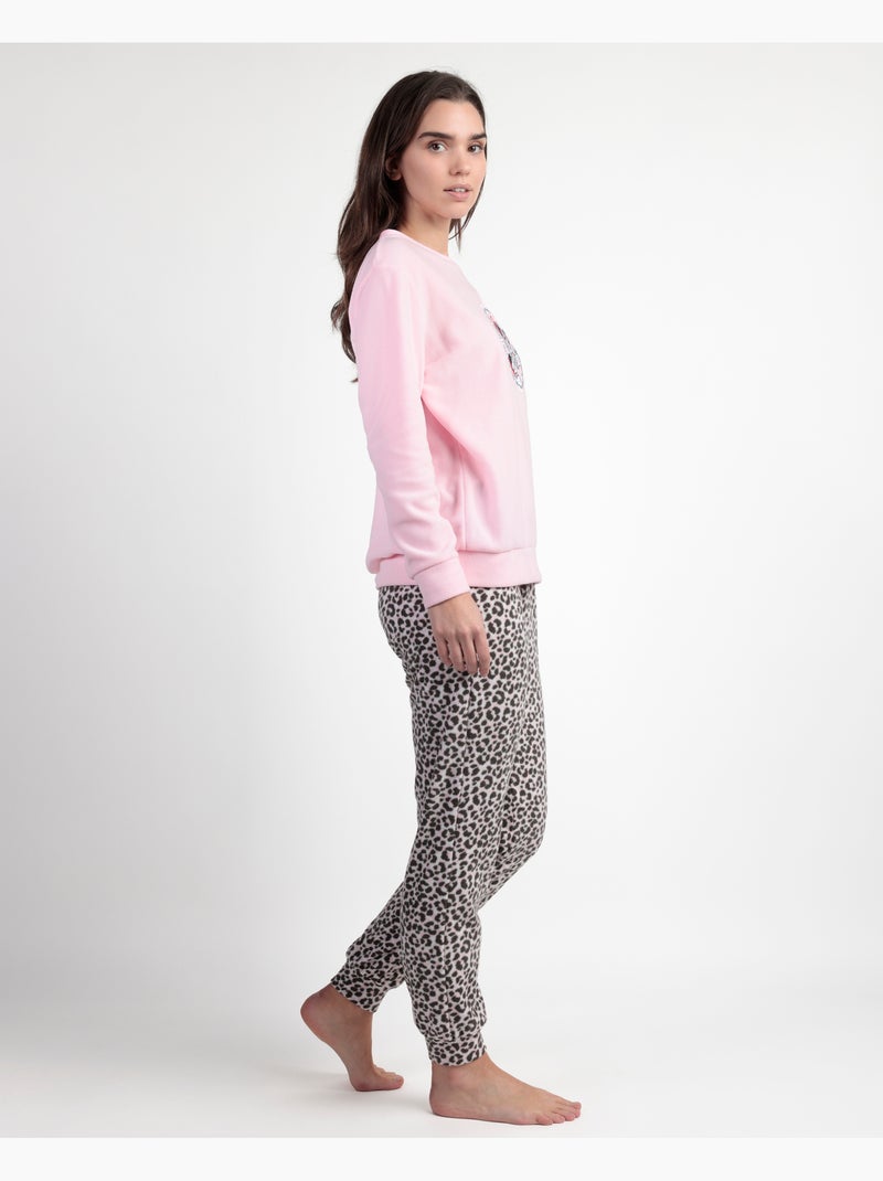 Pyjama chaud à manches longues Minnie Skin pour femme Disney Rose - Kiabi