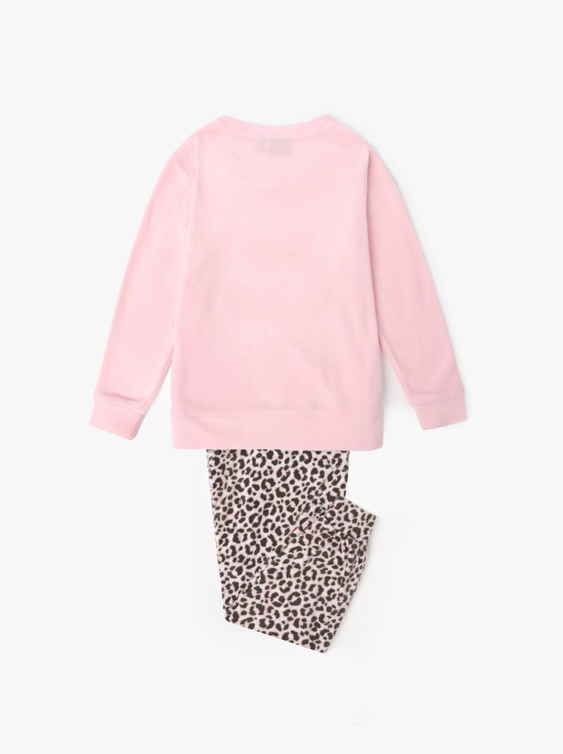 Pyjama chaud à manches longues Minnie Skin pour fille Disney Rose - Kiabi