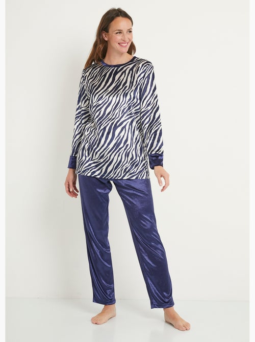 Pyjama chaud col rond velours peau de bête - Afibel - Kiabi