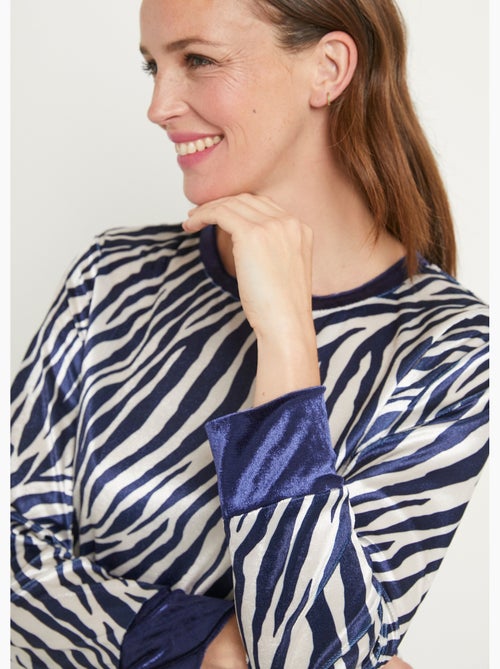 Pyjama chaud col rond velours peau de bête - Afibel - Kiabi